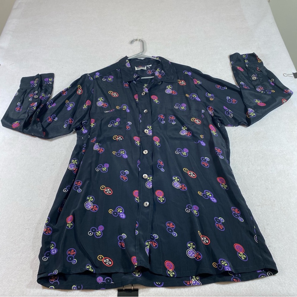 Chicos Design Button Down Shirt Blouse 2X Long Sleeve Chinese Flowy Top